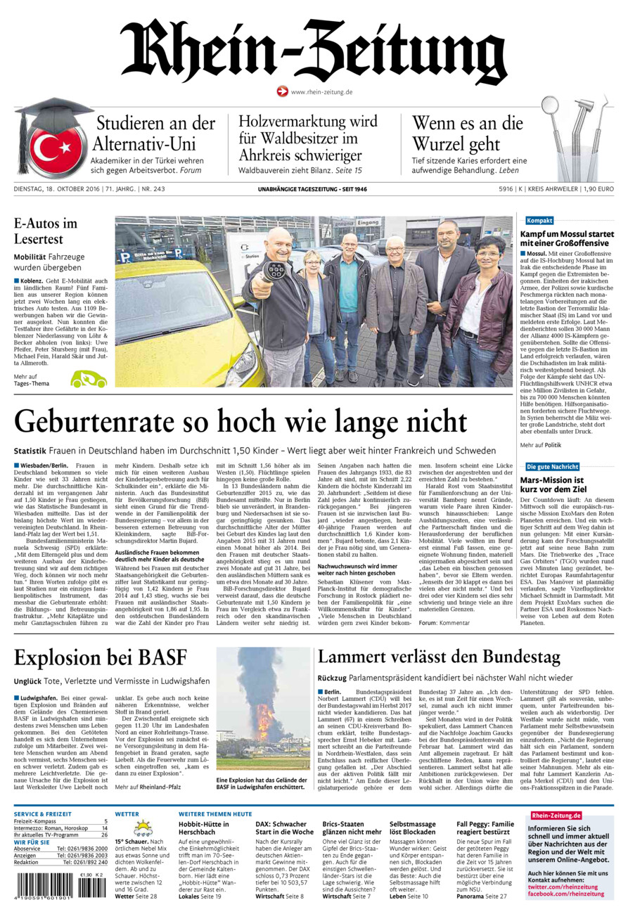 Rhein-Zeitung Kreis Ahrweiler vom Dienstag, 18.10.2016