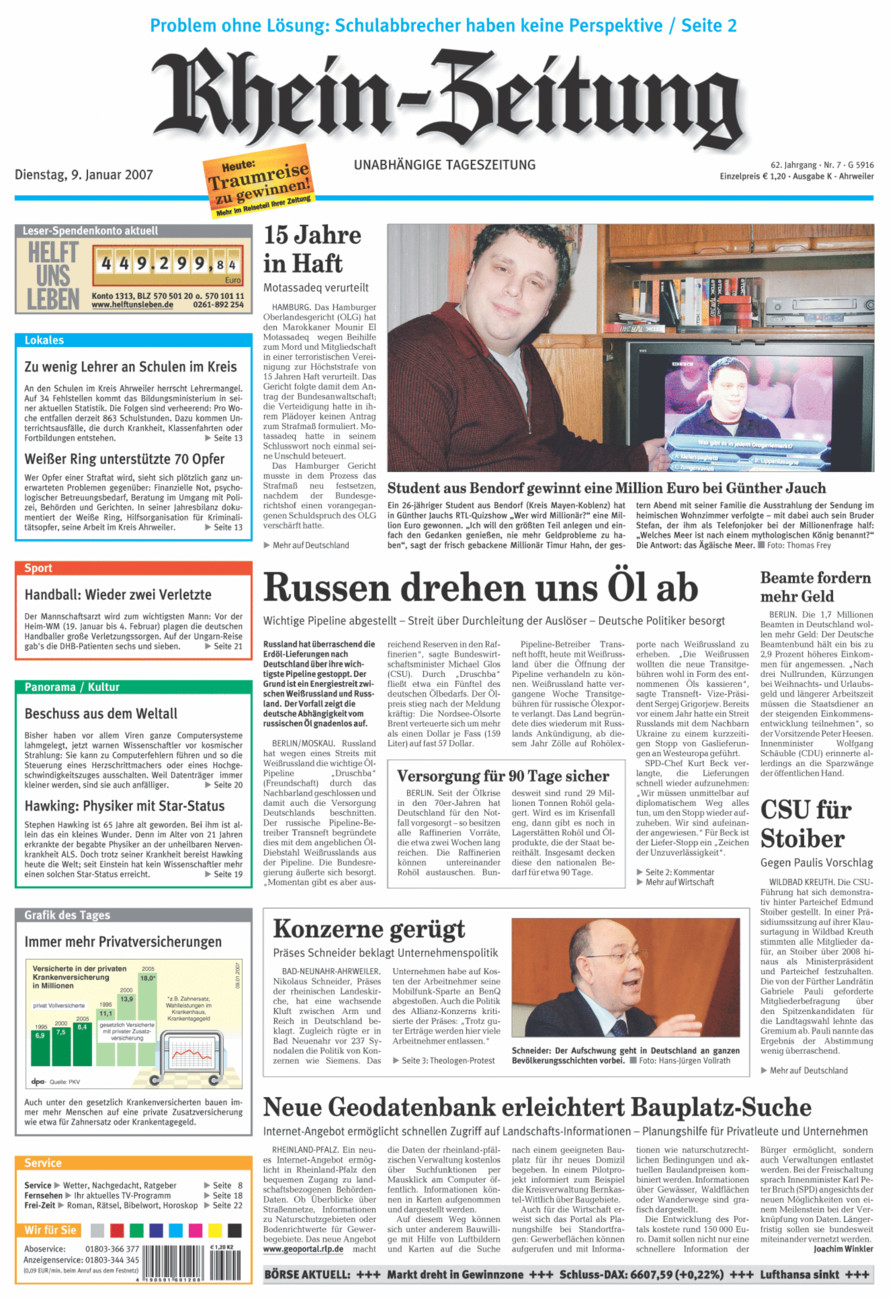 Rhein-Zeitung Kreis Ahrweiler vom Dienstag, 09.01.2007