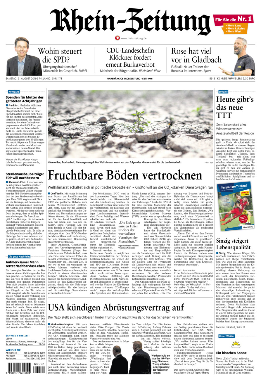 Rhein-Zeitung Kreis Ahrweiler vom Samstag, 03.08.2019