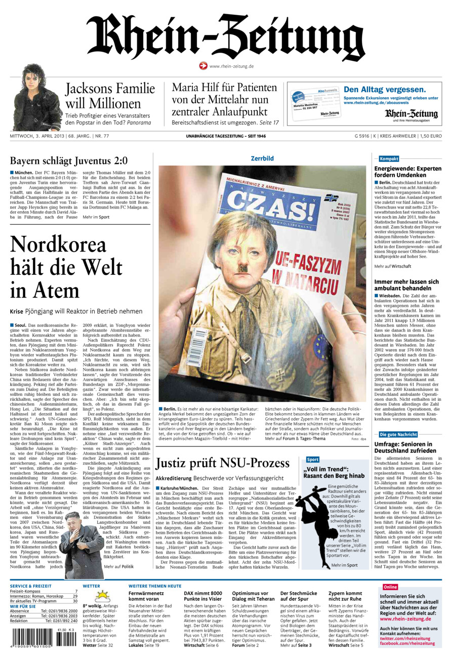 Rhein-Zeitung Kreis Ahrweiler vom Mittwoch, 03.04.2013