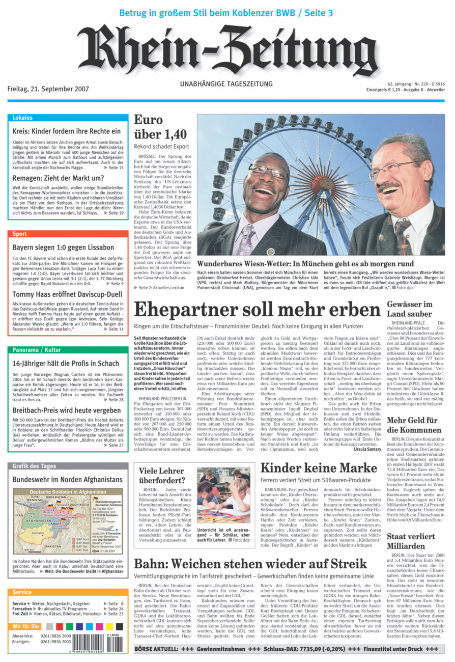 Rhein-Zeitung Kreis Ahrweiler vom Freitag, 21.09.2007