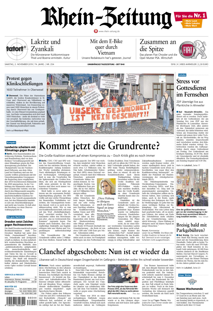 Rhein-Zeitung Kreis Ahrweiler vom Samstag, 02.11.2019
