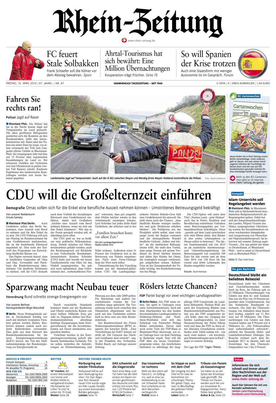 Rhein-Zeitung Kreis Ahrweiler vom Freitag, 13.04.2012