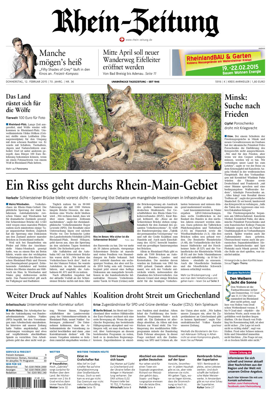 Rhein-Zeitung Kreis Ahrweiler vom Donnerstag, 12.02.2015
