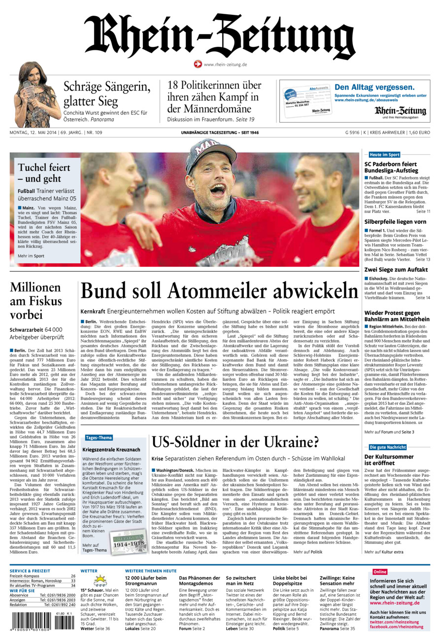 Rhein-Zeitung Kreis Ahrweiler vom Montag, 12.05.2014