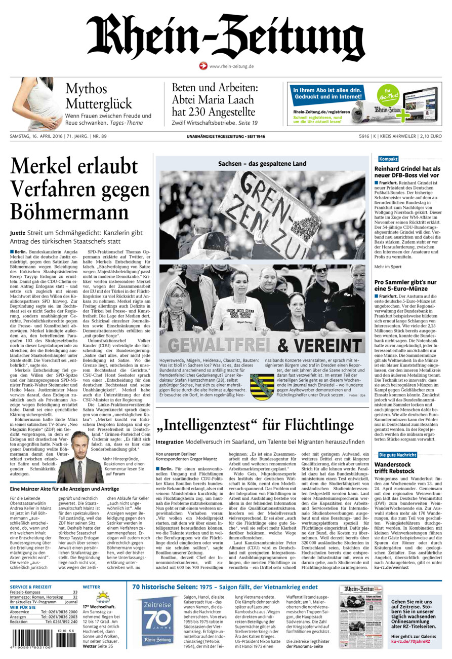 Rhein-Zeitung Kreis Ahrweiler vom Samstag, 16.04.2016