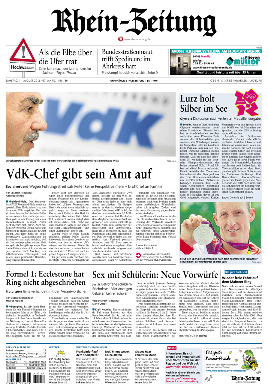 Rhein-Zeitung Kreis Ahrweiler vom Samstag, 11.08.2012