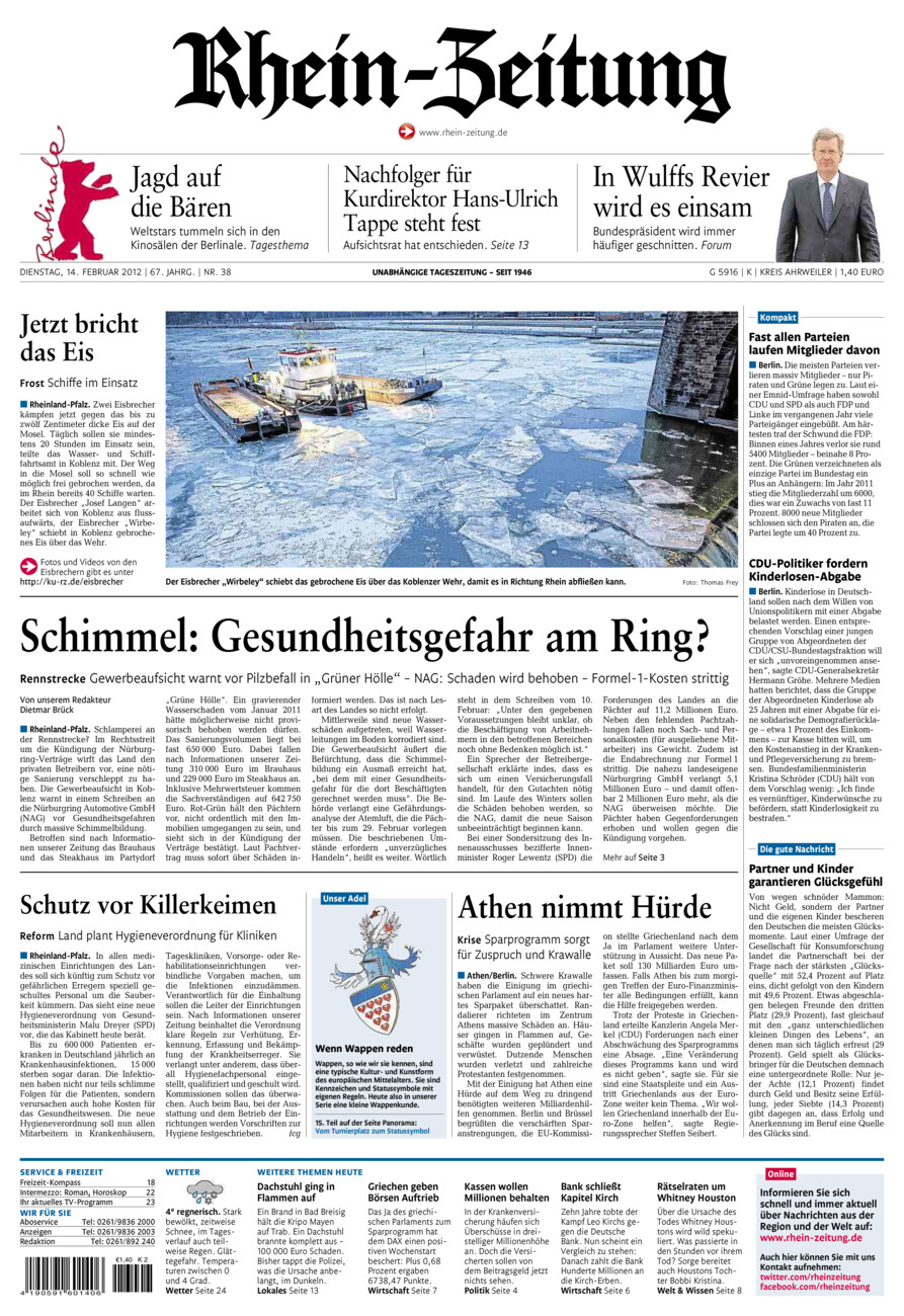 Rhein-Zeitung Kreis Ahrweiler vom Dienstag, 14.02.2012