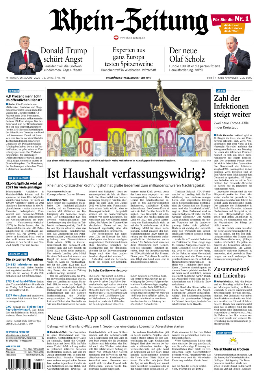 Rhein-Zeitung Kreis Ahrweiler vom Mittwoch, 26.08.2020