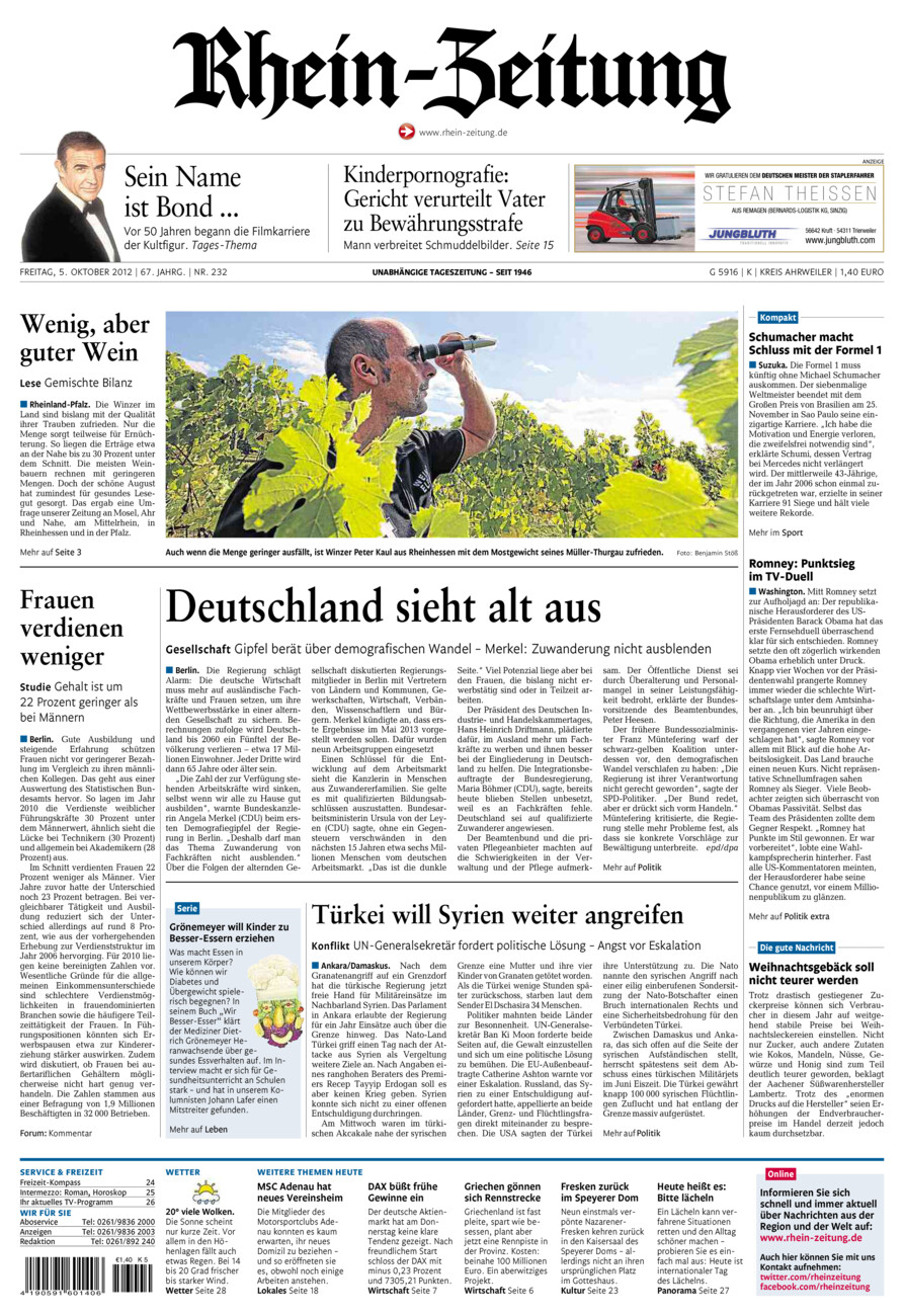 Rhein-Zeitung Kreis Ahrweiler vom Freitag, 05.10.2012