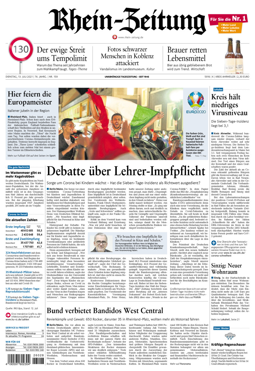 Rhein-Zeitung Kreis Ahrweiler vom Dienstag, 13.07.2021