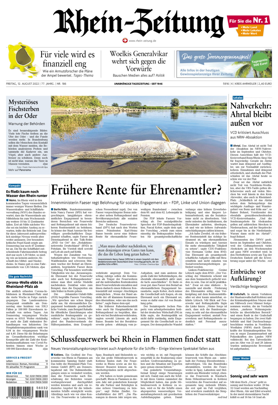 Rhein-Zeitung Kreis Ahrweiler vom Freitag, 12.08.2022