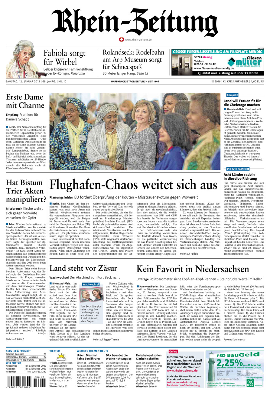 Rhein-Zeitung Kreis Ahrweiler vom Samstag, 12.01.2013