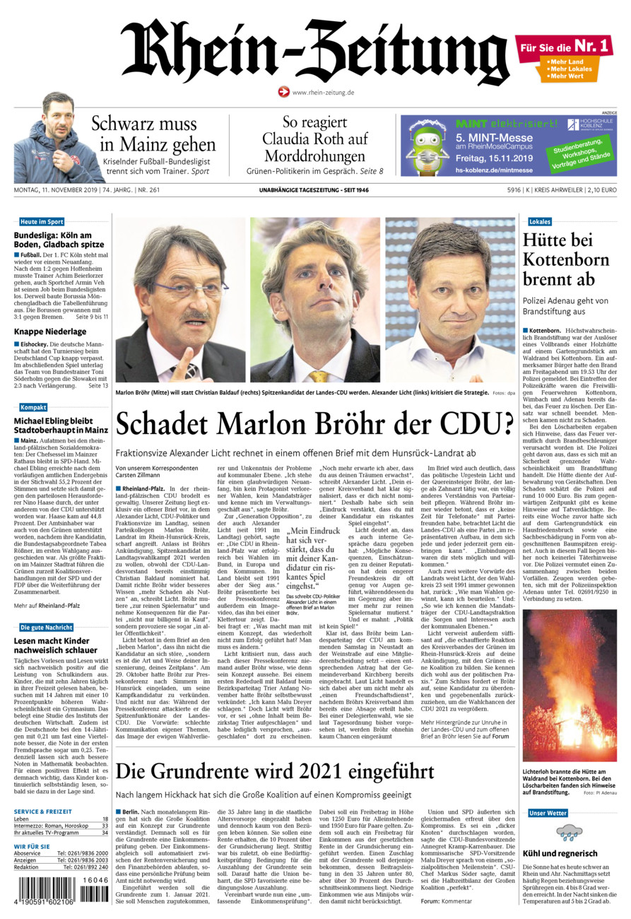 Rhein-Zeitung Kreis Ahrweiler vom Montag, 11.11.2019