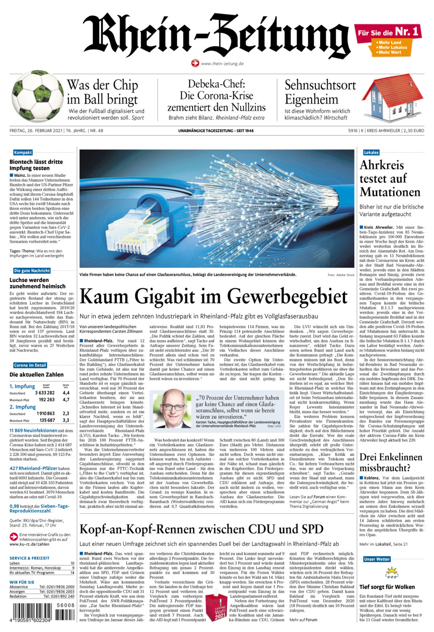 Rhein-Zeitung Kreis Ahrweiler vom Freitag, 26.02.2021