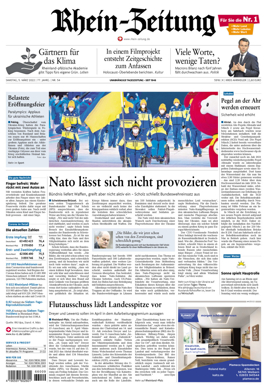 Rhein-Zeitung Kreis Ahrweiler vom Samstag, 05.03.2022