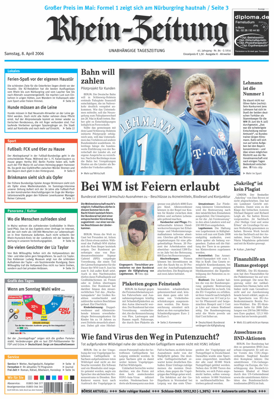 Rhein-Zeitung Kreis Ahrweiler vom Samstag, 08.04.2006