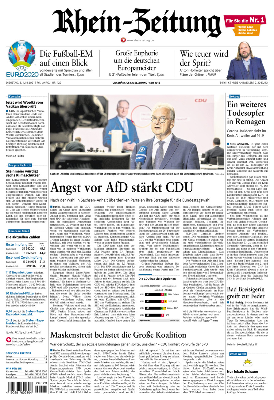 Rhein-Zeitung Kreis Ahrweiler vom Dienstag, 08.06.2021