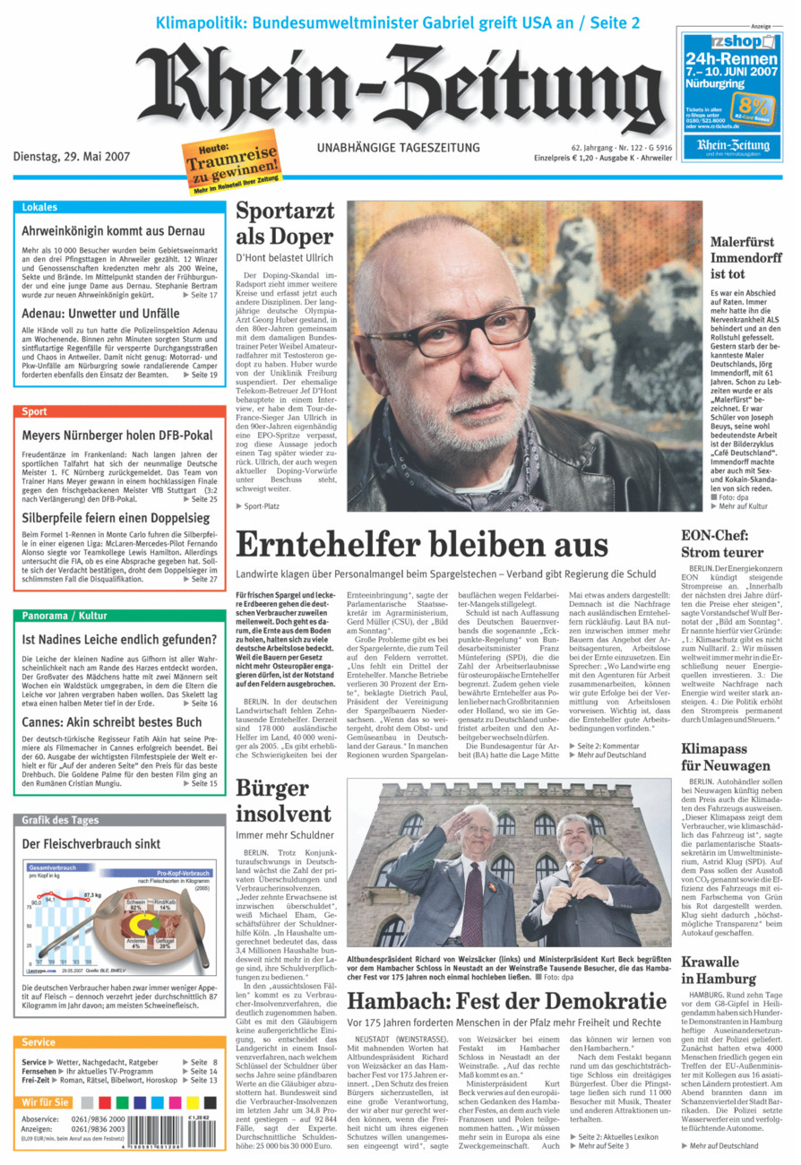 Rhein-Zeitung Kreis Ahrweiler vom Dienstag, 29.05.2007