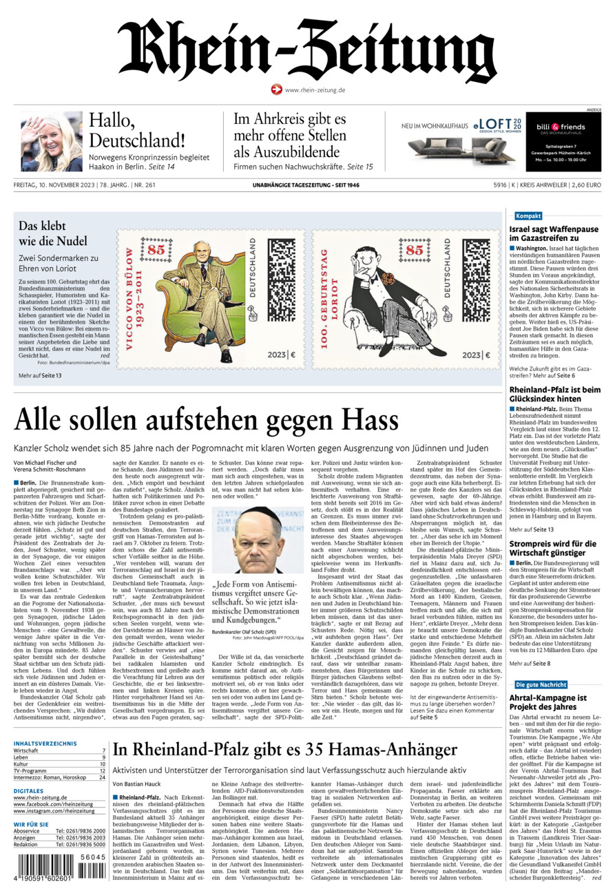 Rhein-Zeitung Kreis Ahrweiler vom Freitag, 10.11.2023