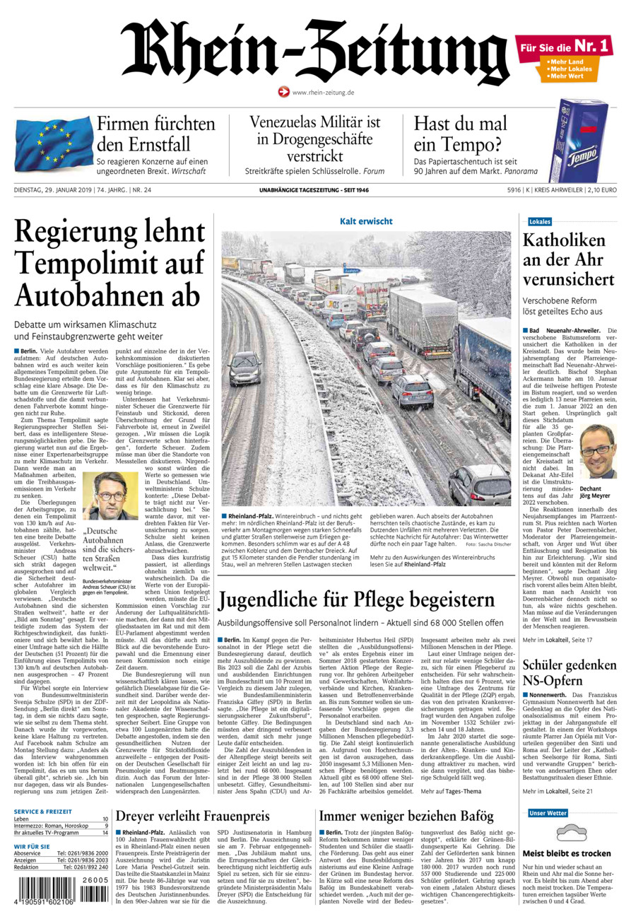 Rhein-Zeitung Kreis Ahrweiler vom Dienstag, 29.01.2019