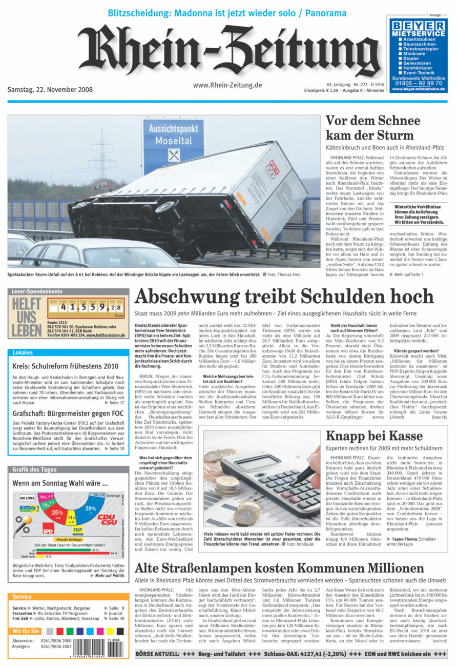 Rhein-Zeitung Kreis Ahrweiler vom Samstag, 22.11.2008