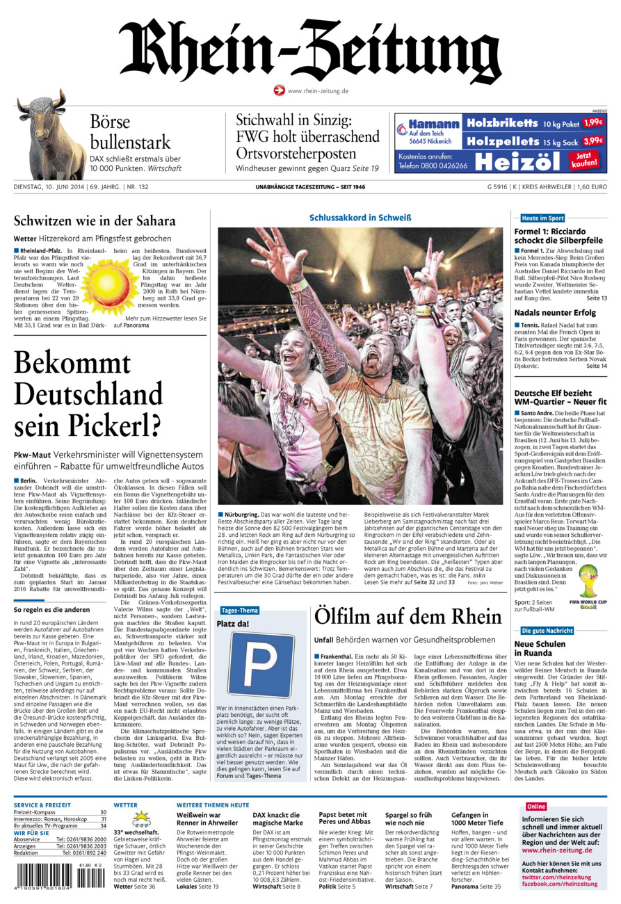 Rhein-Zeitung Kreis Ahrweiler vom Dienstag, 10.06.2014