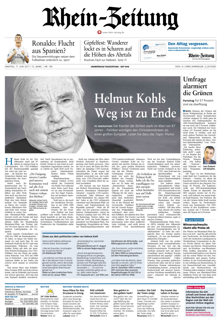 Rhein-Zeitung Kreis Ahrweiler vom Samstag, 17.06.2017