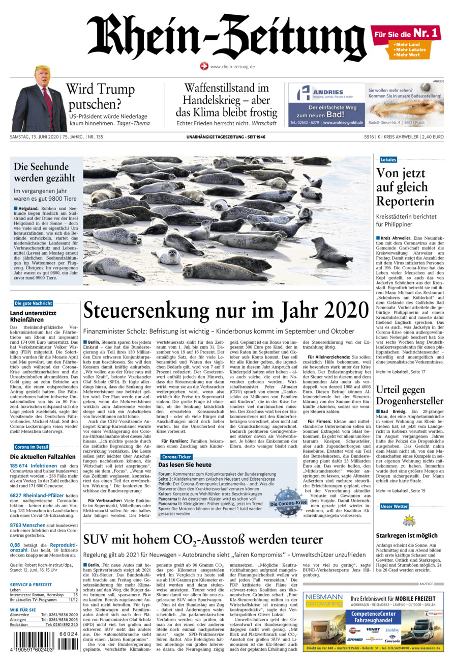 Rhein-Zeitung Kreis Ahrweiler vom Samstag, 13.06.2020