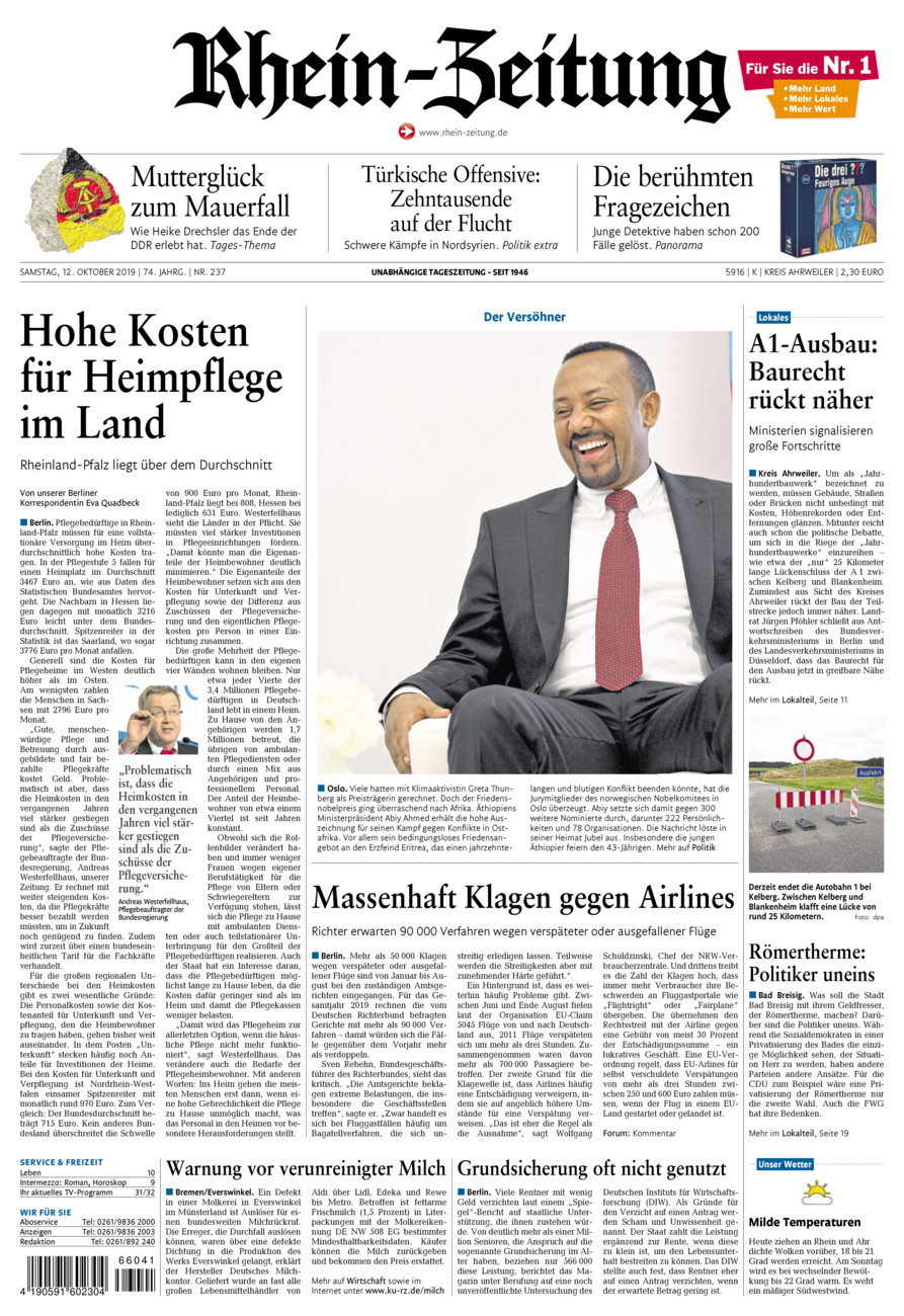 Rhein-Zeitung Kreis Ahrweiler vom Samstag, 12.10.2019