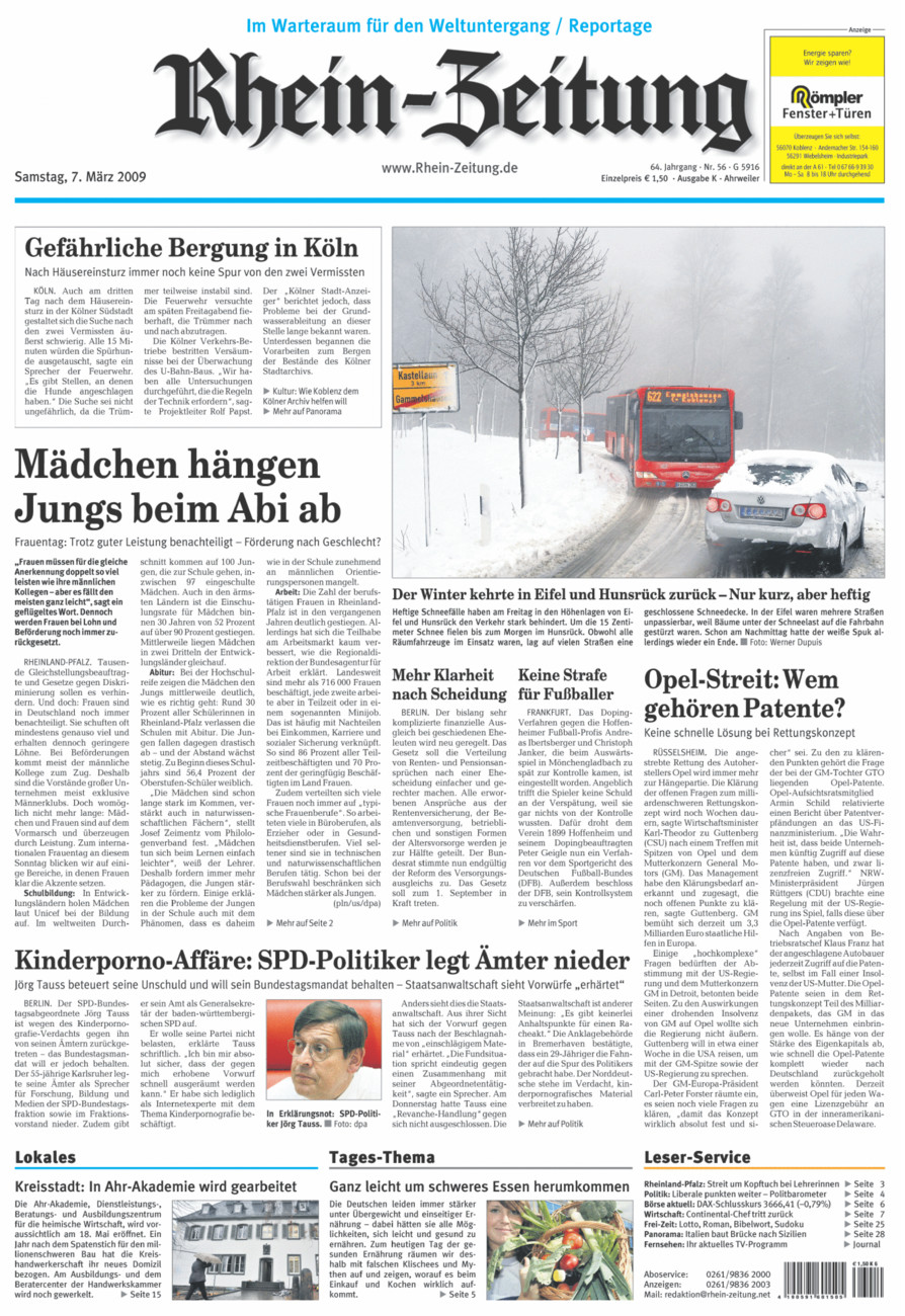 Rhein-Zeitung Kreis Ahrweiler vom Samstag, 07.03.2009