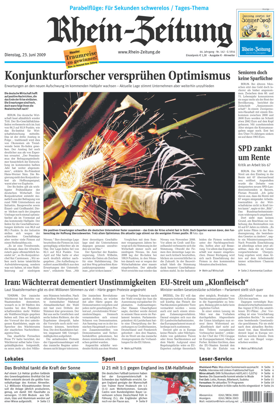 Rhein-Zeitung Kreis Ahrweiler vom Dienstag, 23.06.2009