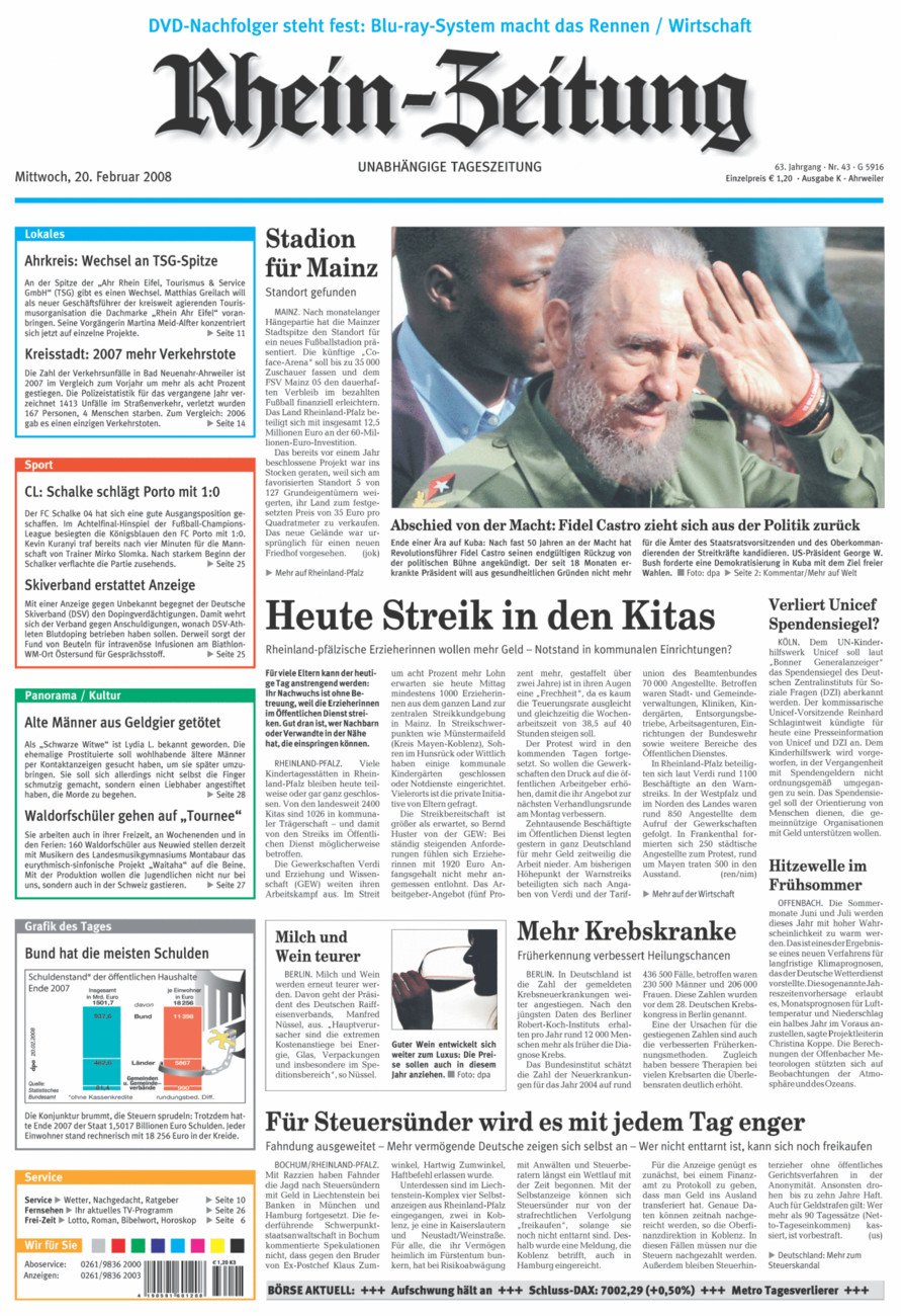 Rhein-Zeitung Kreis Ahrweiler vom Mittwoch, 20.02.2008