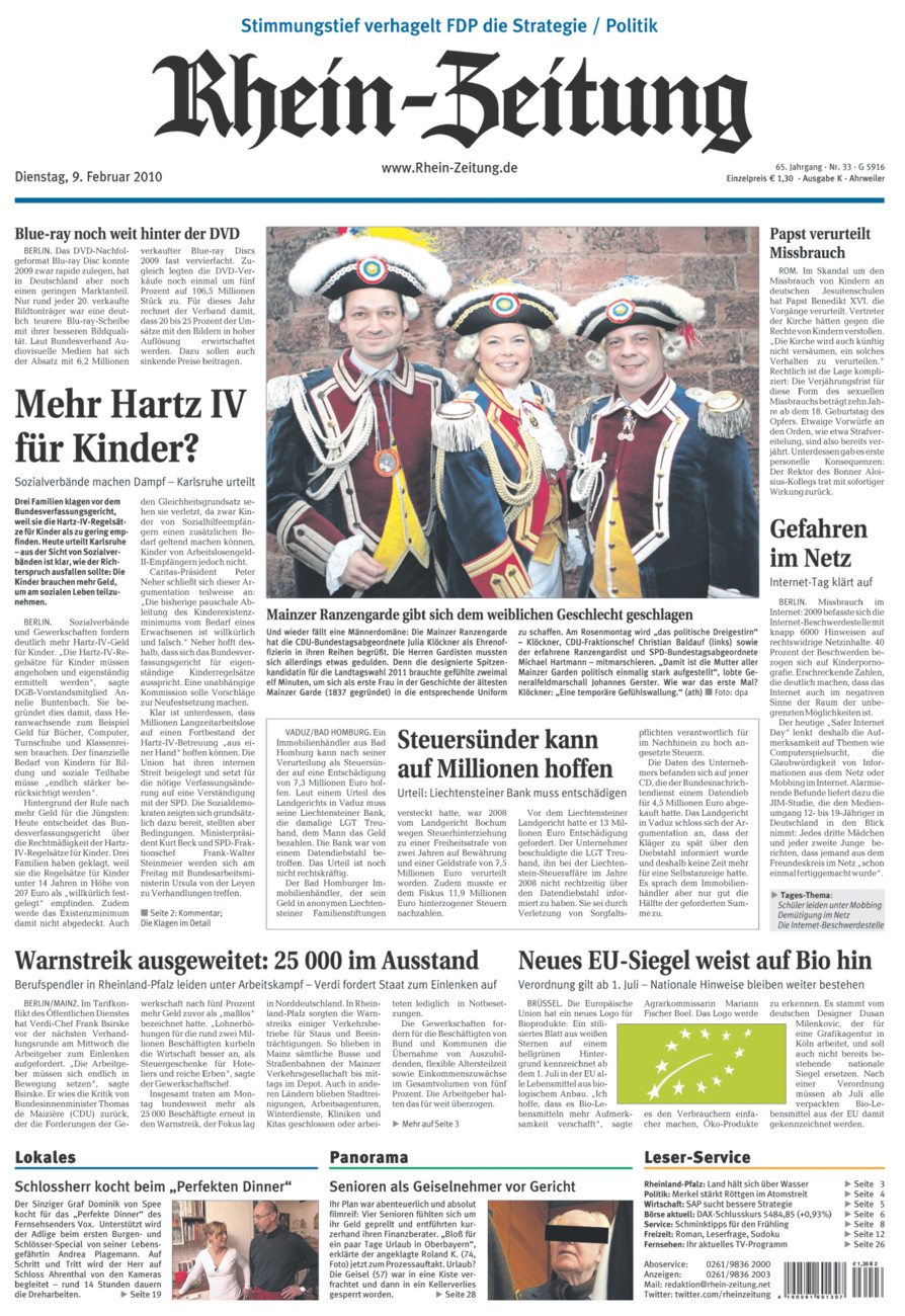 Rhein-Zeitung Kreis Ahrweiler vom Dienstag, 09.02.2010