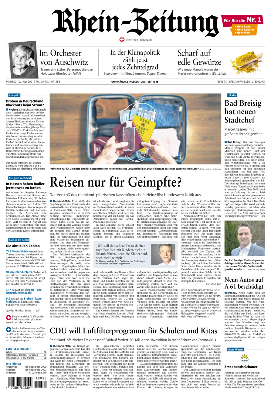 Rhein-Zeitung Kreis Ahrweiler vom Montag, 12.07.2021
