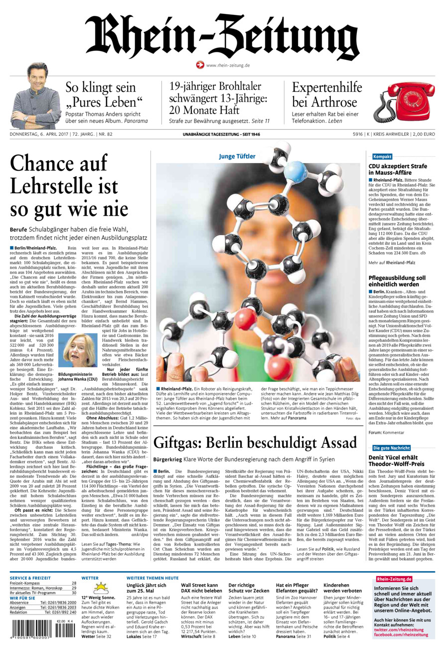 Rhein-Zeitung Kreis Ahrweiler vom Donnerstag, 06.04.2017