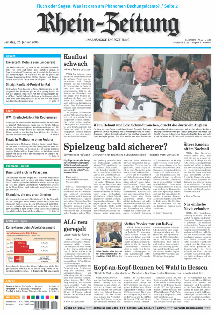 Rhein-Zeitung Kreis Ahrweiler vom Samstag, 26.01.2008