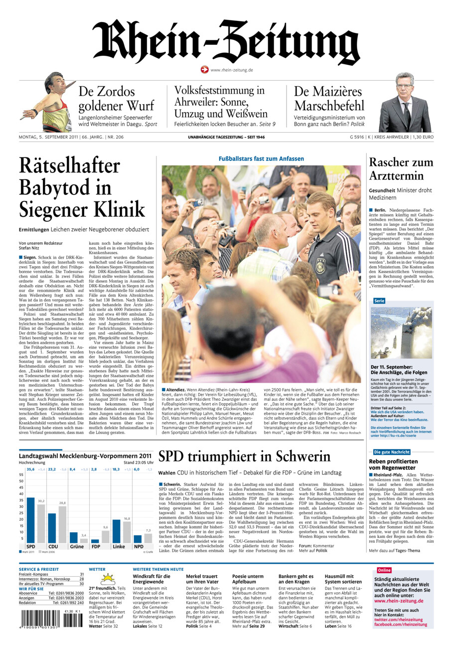 Rhein-Zeitung Kreis Ahrweiler vom Montag, 05.09.2011