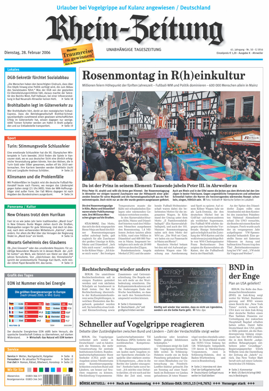 Rhein-Zeitung Kreis Ahrweiler vom Dienstag, 28.02.2006