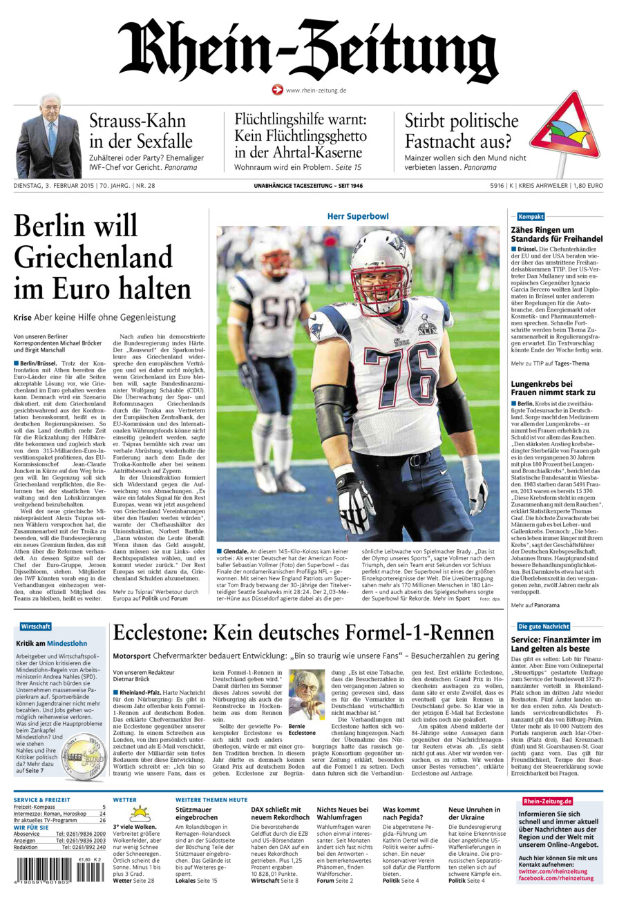 Rhein-Zeitung Kreis Ahrweiler vom Dienstag, 03.02.2015