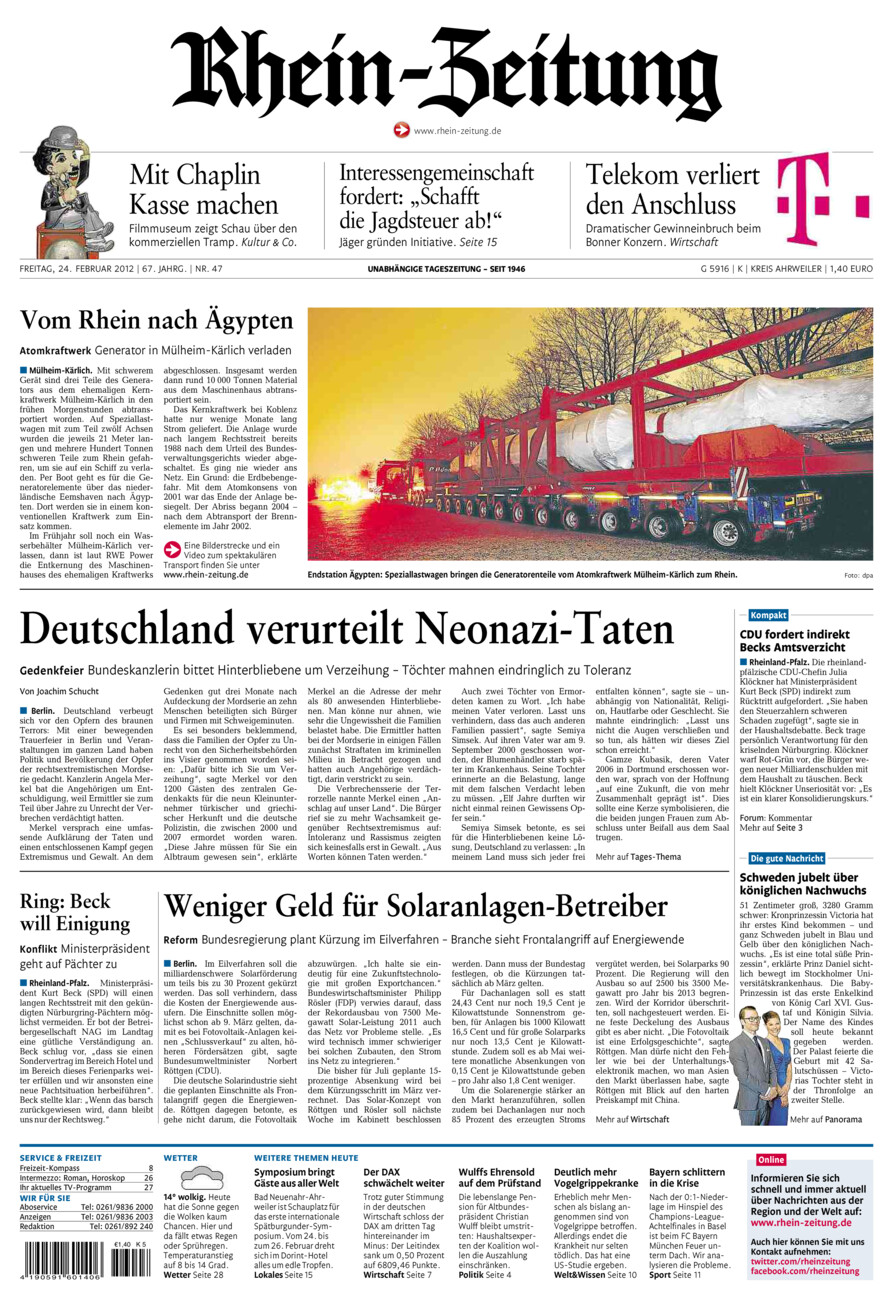 Rhein-Zeitung Kreis Ahrweiler vom Freitag, 24.02.2012