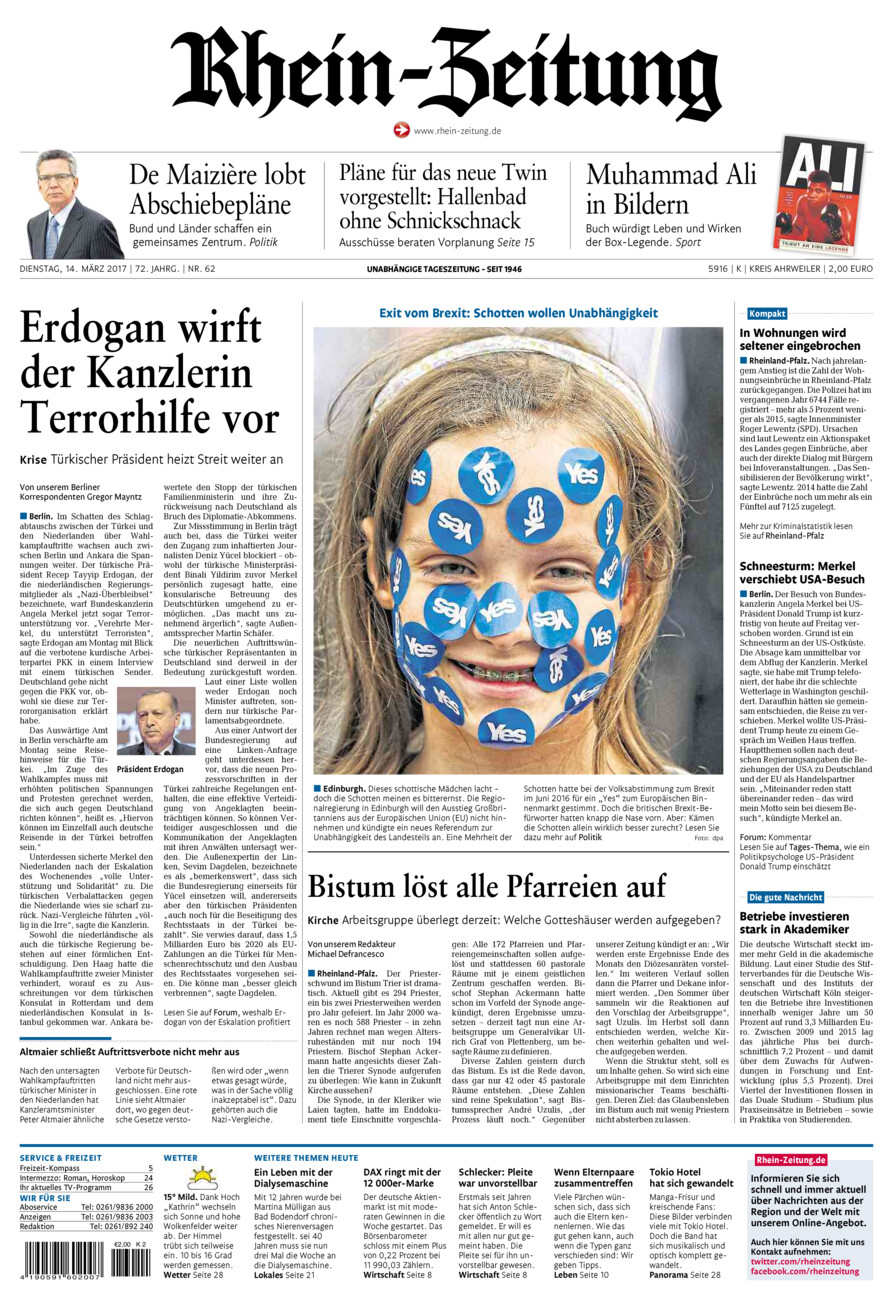 Rhein-Zeitung Kreis Ahrweiler vom Dienstag, 14.03.2017