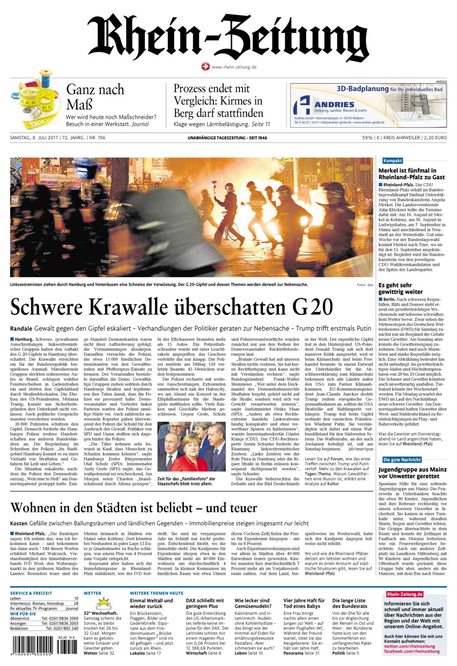 Rhein-Zeitung Kreis Ahrweiler vom Samstag, 08.07.2017