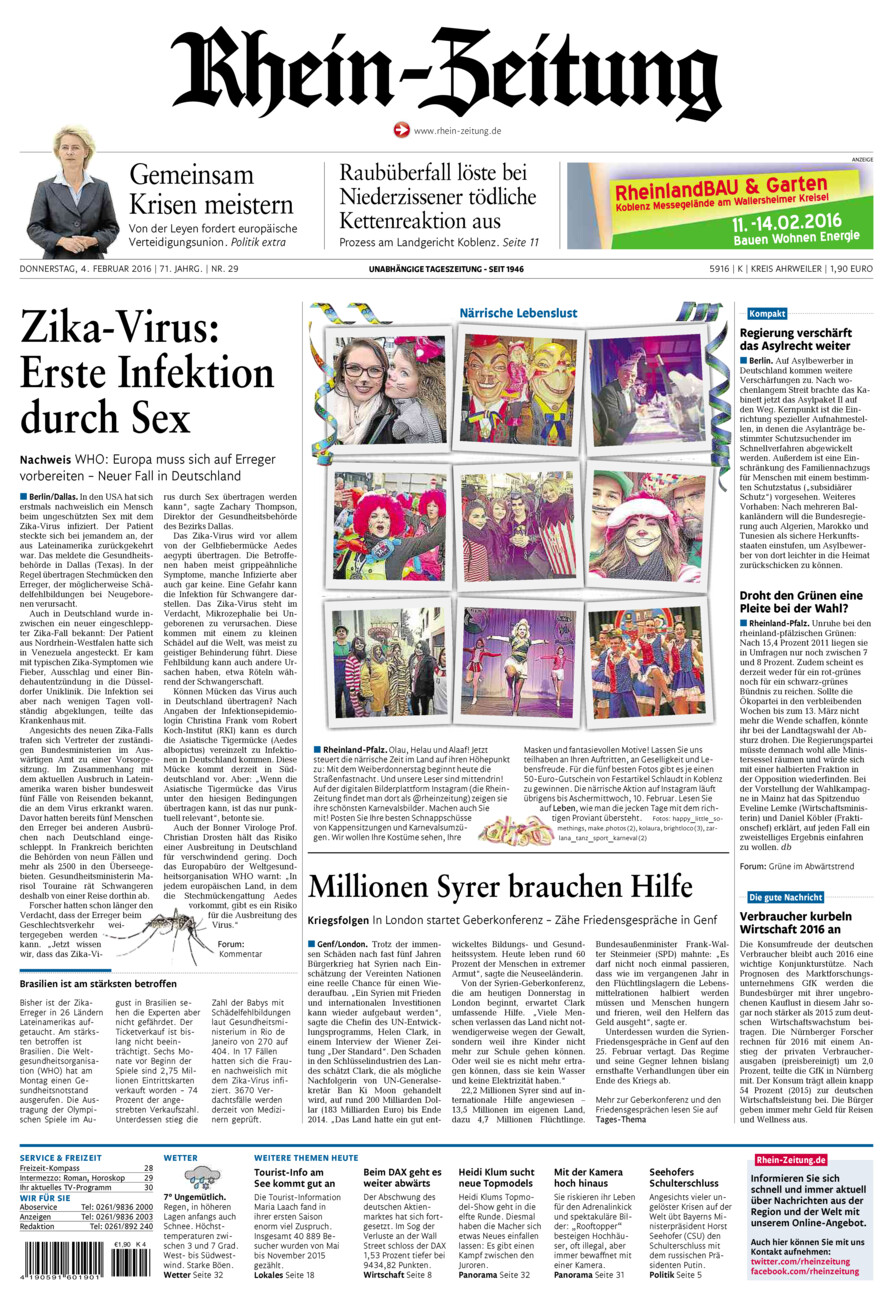 Rhein-Zeitung Kreis Ahrweiler vom Donnerstag, 04.02.2016