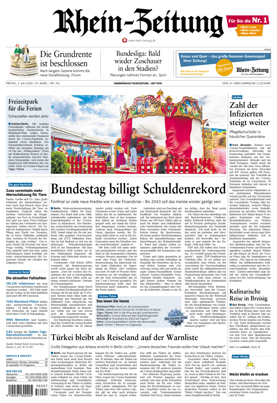 Rhein-Zeitung Kreis Ahrweiler vom Freitag, 03.07.2020