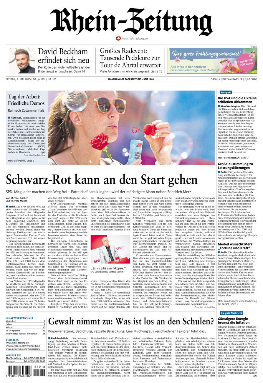 Rhein-Zeitung Kreis Ahrweiler vom Freitag, 02.05.2025