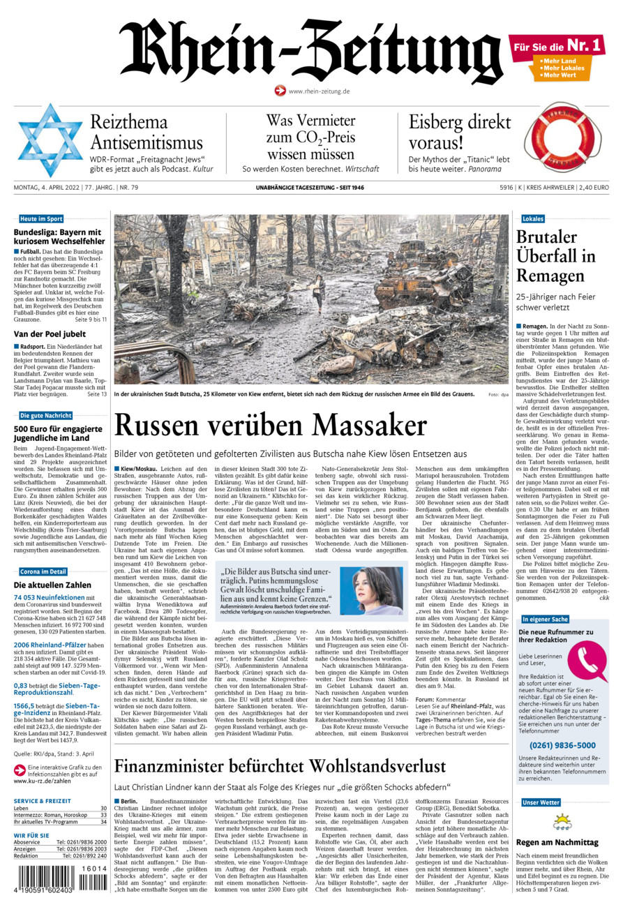 Rhein-Zeitung Kreis Ahrweiler vom Montag, 04.04.2022
