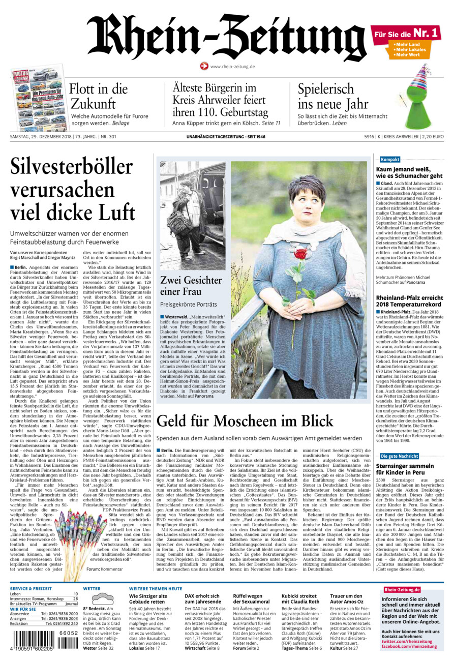 Rhein-Zeitung Kreis Ahrweiler vom Samstag, 29.12.2018