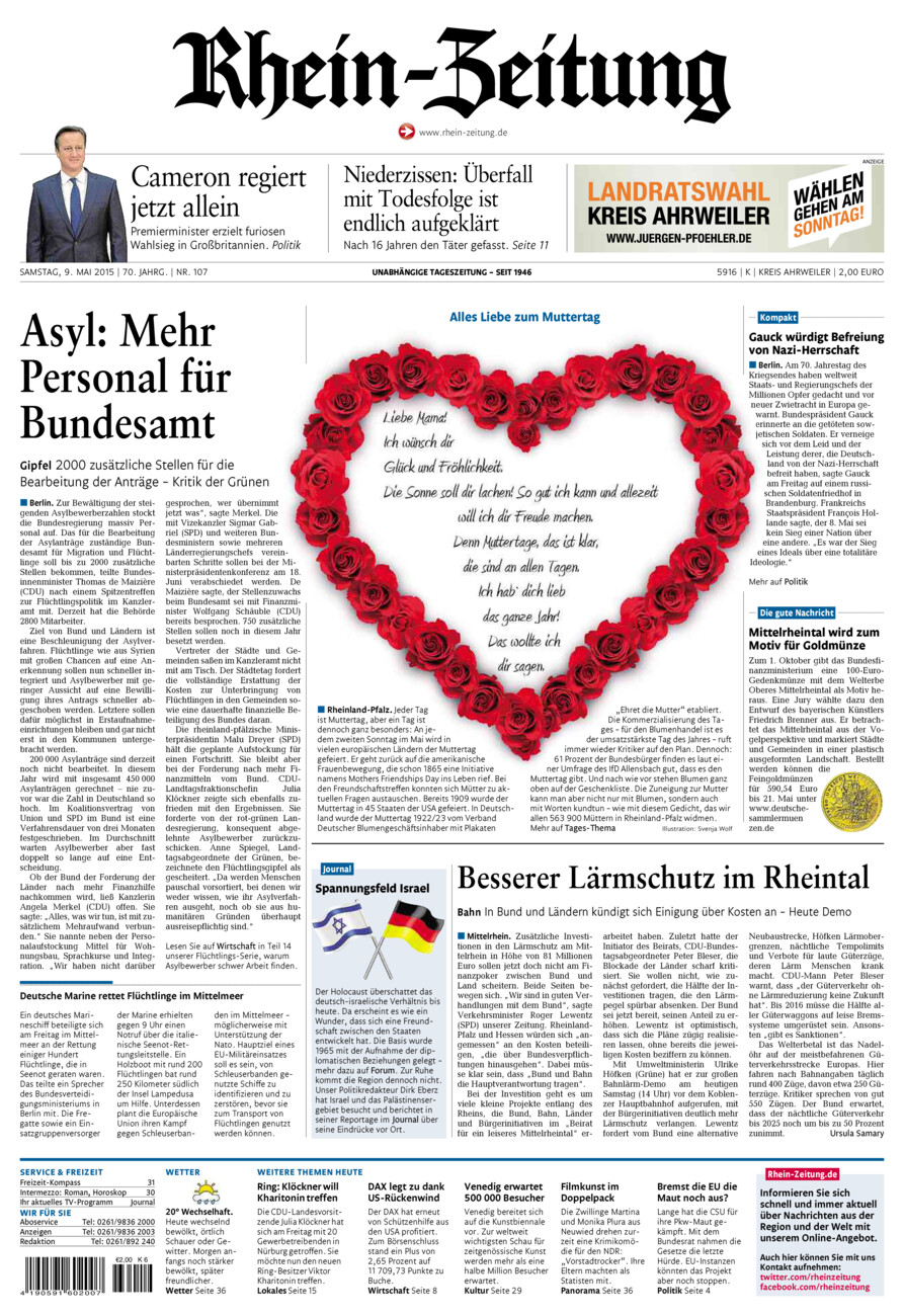 Rhein-Zeitung Kreis Ahrweiler vom Samstag, 09.05.2015