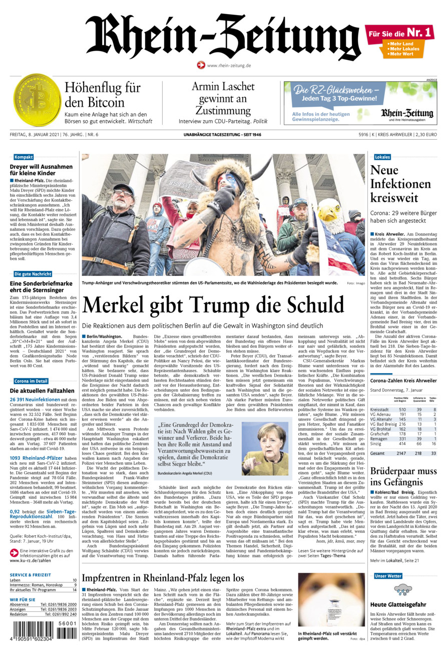 Rhein-Zeitung Kreis Ahrweiler vom Freitag, 08.01.2021